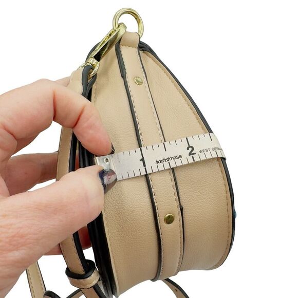 Chloe Style Crossbody Ring Bag-Beige Vegan Leather Gold Hardware - Picture 14 of 16